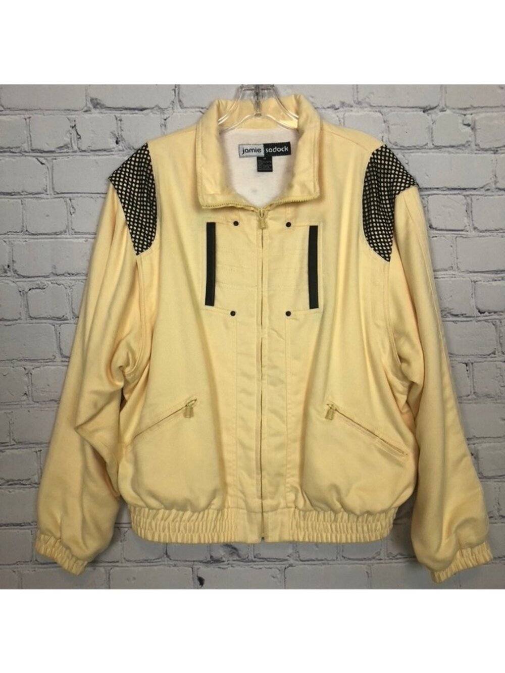 Jamie Sadock Yellow Fleece Bomber Utility Golf Jacket Size M